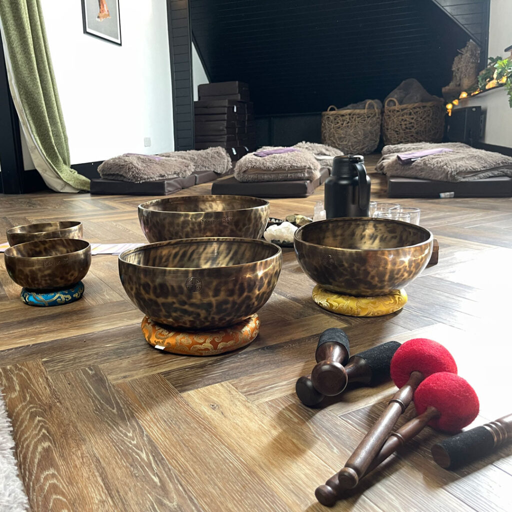 Sound Healing bowls in the healing lounge.